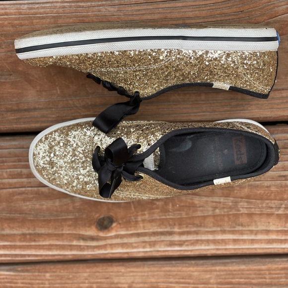Keds x Kate Spade gold glitter shoes used US6 - Picture 7 of 14